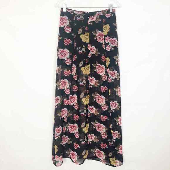 High Rise Floral Center Slit Maxi Skirt Size Small - Picture 7 of 10